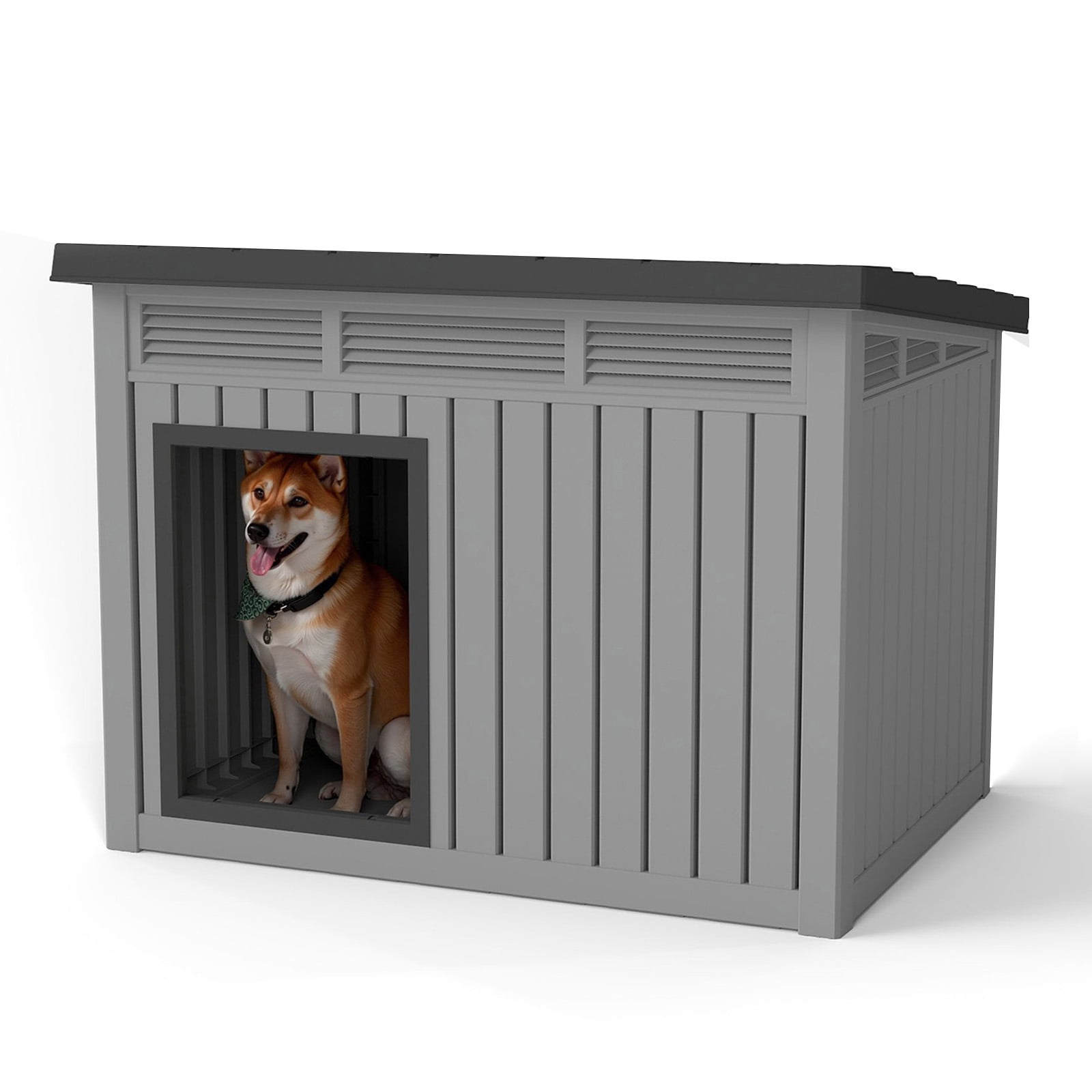Dog House for Both Indoor and Outdoor with Weatherproof Roof Removable Floors for Medium to Large Dogs Interior Space (Black, Medium(32.2 * 25.12 * 24.13in)