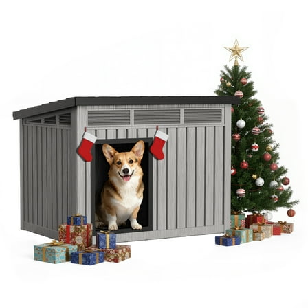 Dog House for Both Indoor and Outdoor with Weatherproof Roof Removable Floors for Medium to Large Dogs Interior Space (Gray, Medium(32.2 * 25.12 * 24.13''))