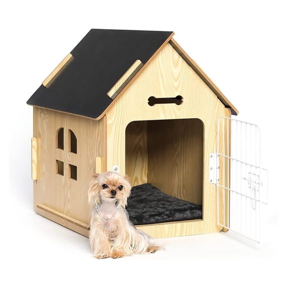 Dog House Indoor for Small Dogs or Cats, Cozy Wooden Design, Small Indoor Bed House, with Air Vents and Elevated Floor Warm Dog Cave