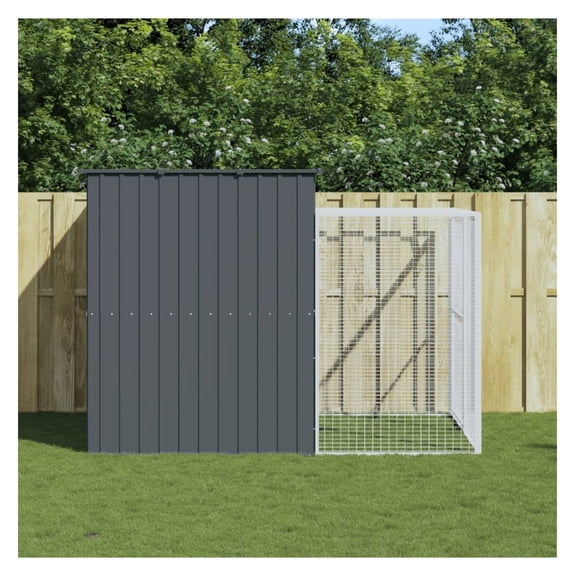 Dog House Large Breed, Anthracite Galvanized Steel Outdoor Kennel - Durable Weather Resistant Dog House for Big Dogs, 84x84x71 inches