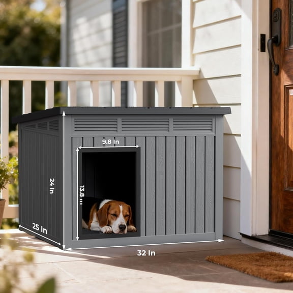 Hemoton Spacious Weatherproof Dog House Plastic Shelter with Optimal Ventilation