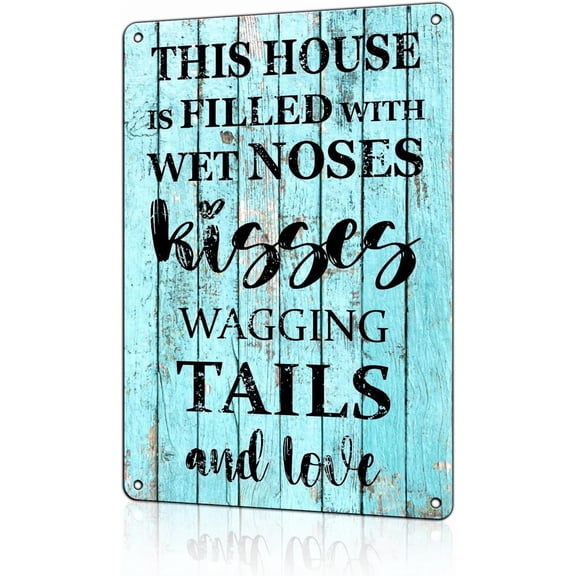 Dog House Rules Tin Sign Funny Dog Room Wall Decor Dogs Welcome Home Signs This House Is Filled With Kisses Wagging Tails Wet Noses Metal Sign 8x12 inch