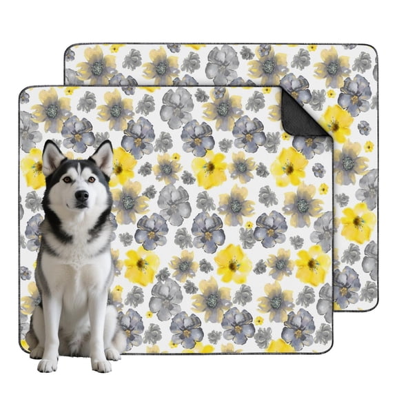 Dog House Training Aid, 2 Washable & Reusable Pee Pads, Fast-Absorbing Material for Quick Cleanup, Durable Floral Print Mat, 35" x 41"