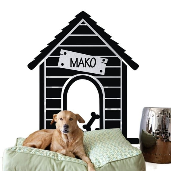 Dog House Wall Decal Personalized Name Wall Sticker Dog Name Quote Pet Wall Decal Wall Graphic Wall Mural Home Art Decor Black
