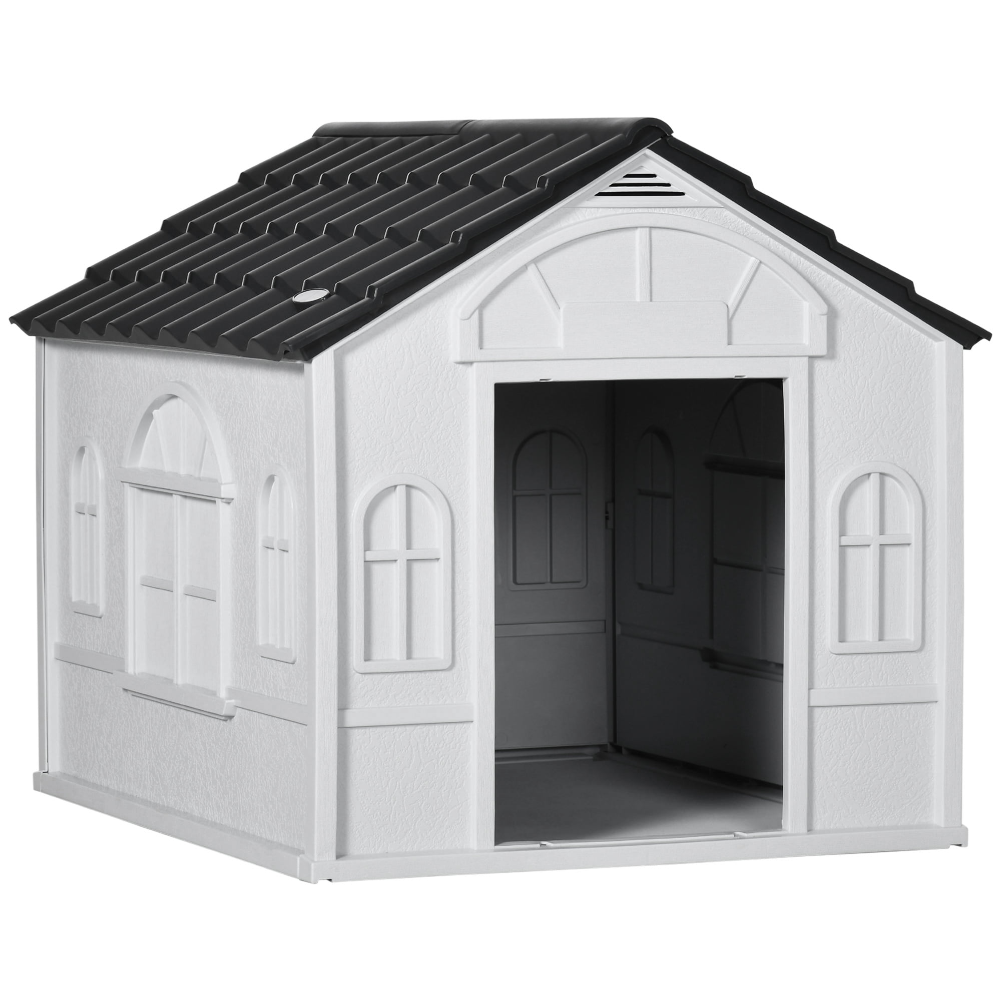Dog House, Water Resistant Puppy Shelter with Door, Indoor & Outdoor Pet Kennel, Easy Assembly, Gray, for Small and Medium Dogs