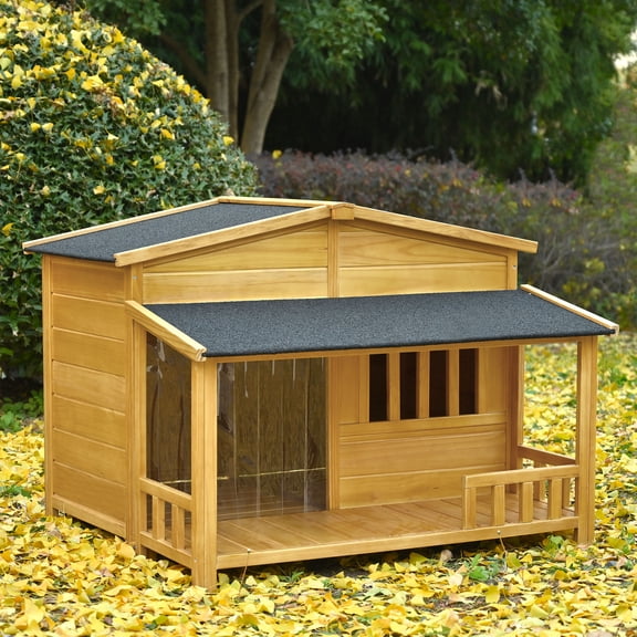 Dog House Wooden Durable Dog House 47.2" Pet Kennel Weatherproof Dog Hideaway For Small Medium Large Dogs