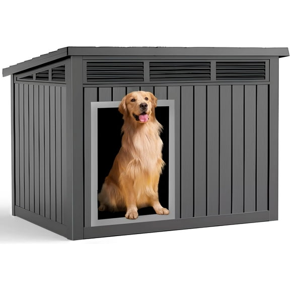 Dog House for Both Indoor and Outdoor with Weatherproof Roof Removable Floors for Medium to Large Dogs Interior Space (Black, 32.2 * 25.12 * 24.13'')