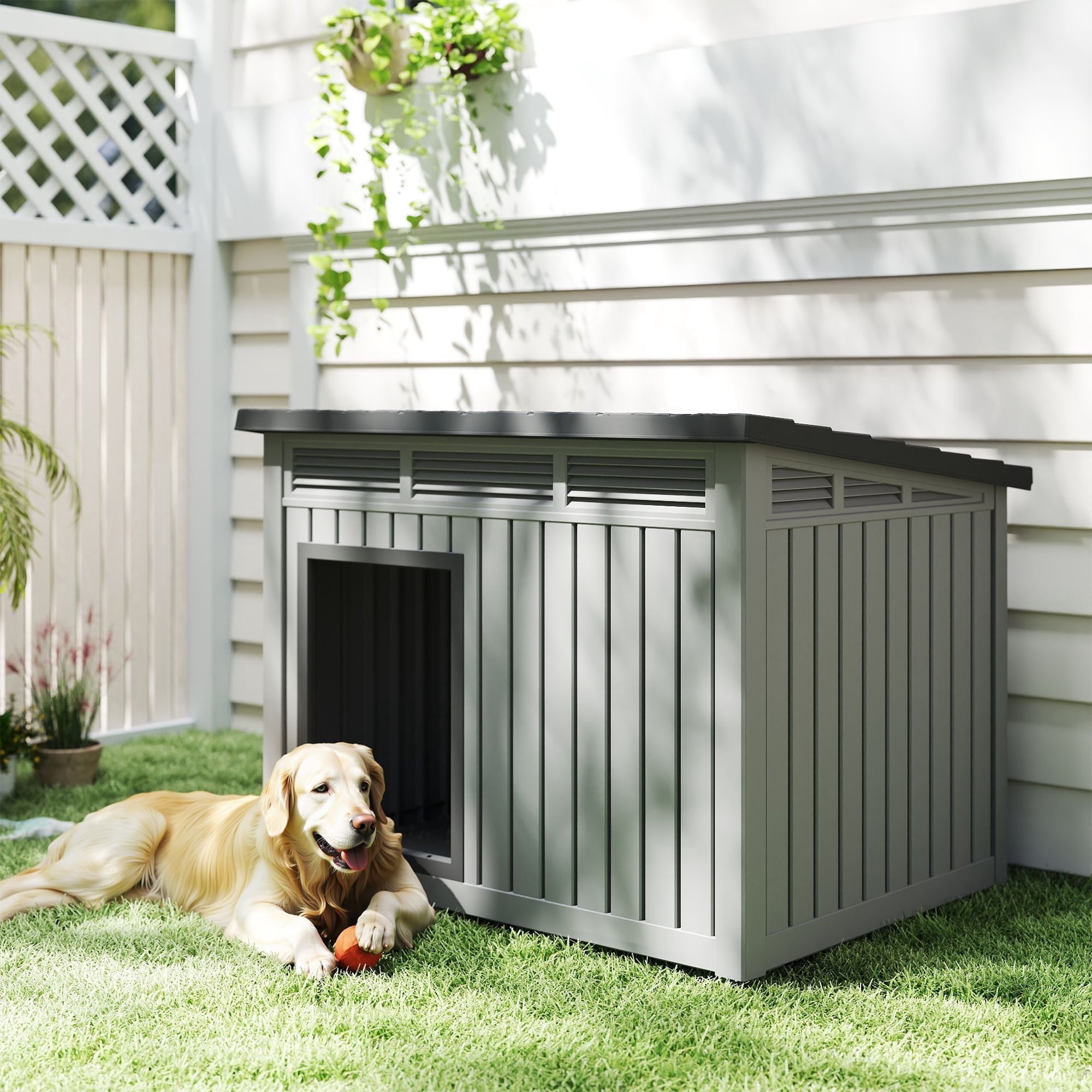 Dog House for Both Indoor and Outdoor with Weatherproof Roof Removable Floors for Medium to Large Dogs Interior Space