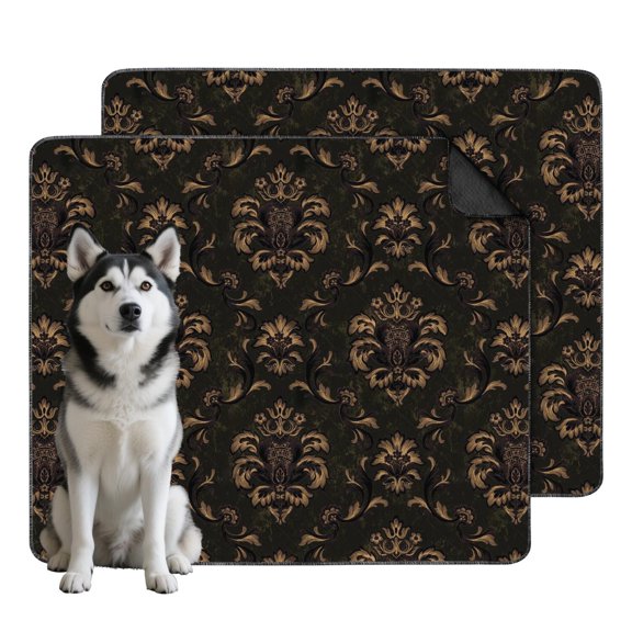 Dog Housebreaking Mats Washable, 2-Pack Reusable Potty Pads, Quick-Dry and Odor Control, Skid-Resistant Backing, Floral Pattern 35x41