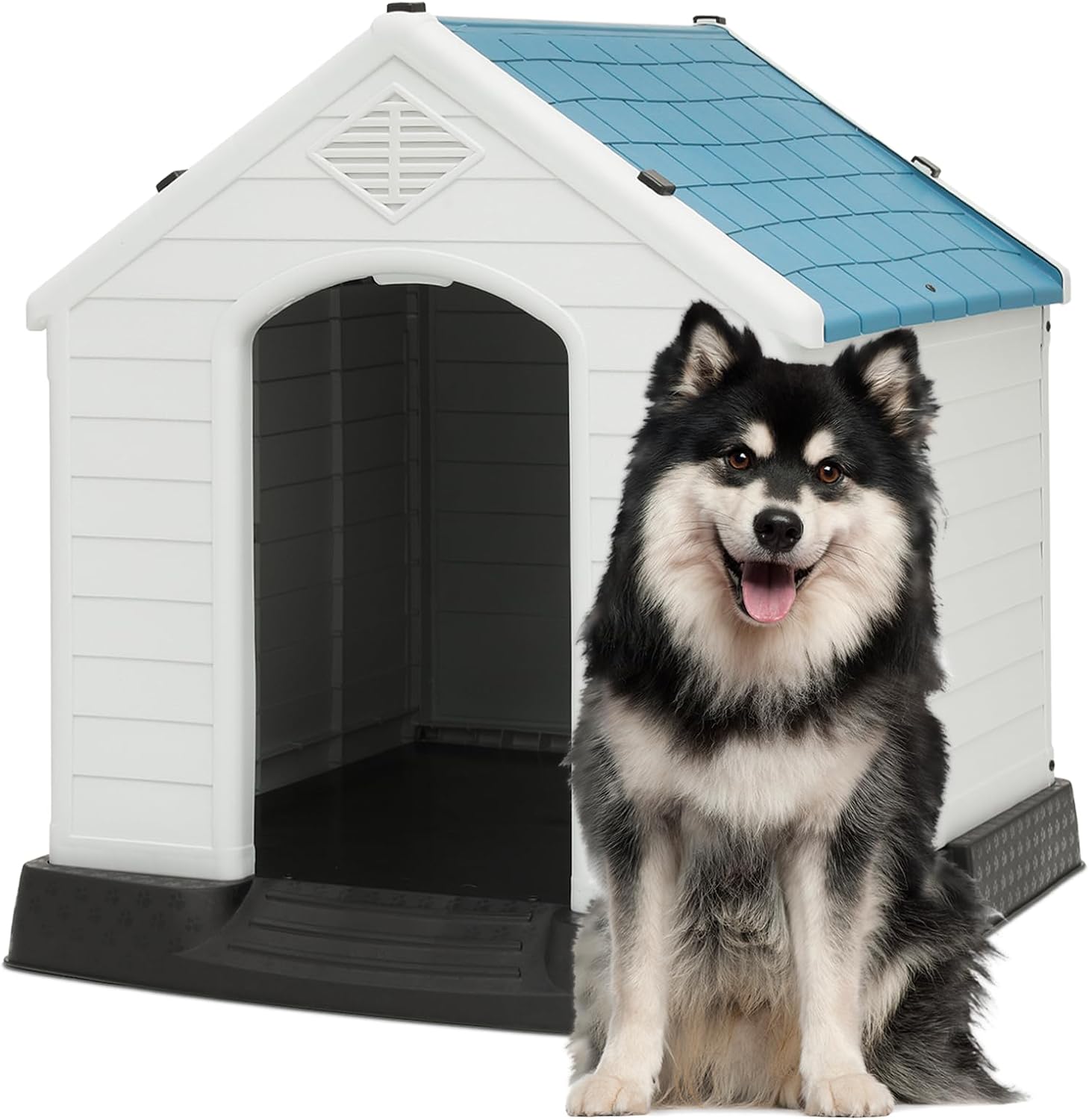 Dog Houses For Large Dogs, Insulated Plastic Dog Shelter, All Weather Indoor Outdoor Puppy