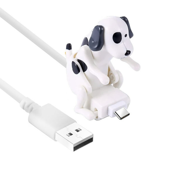 Dog Humping Phone Charger, Smartphone Funny USB Cable,Dog Toy Smartphone USB Cable Chargers,for Type-C Various Models Phones(White,Cute Style)