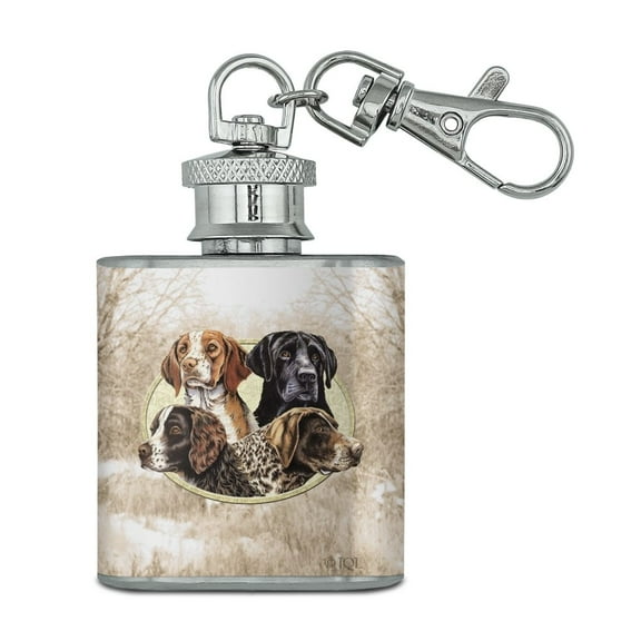 Dog Hunting Breeds Country Protect and Preserve Stainless Steel 1oz Mini Flask Key Chain