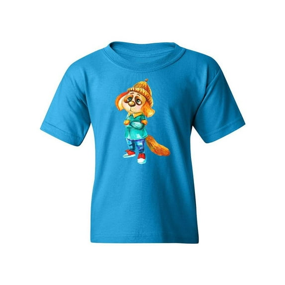 Dog In Winter Weather T-Shirt Juniors -Image by Shutterstock, Medium
