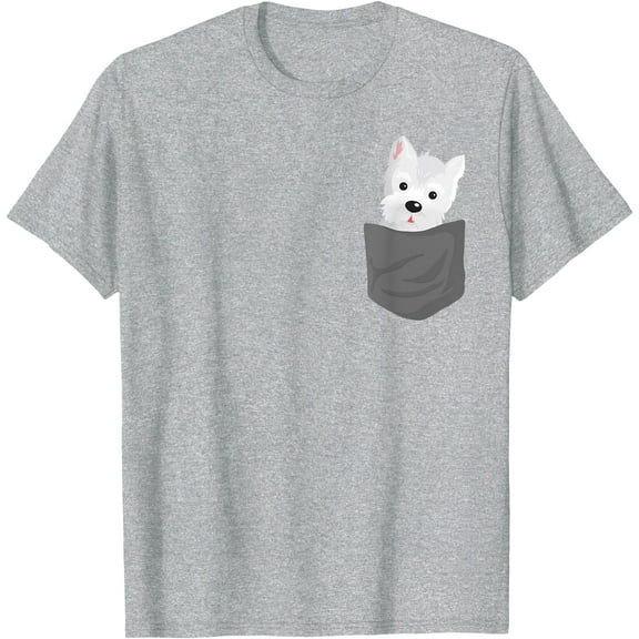 Dog In a Pocket (Fake) Graphic Cute Westie Terrier Lover Puppy Unisex T-Shirt for Men Women Kids Toddler