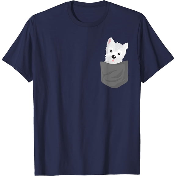Dog In a Pocket (Fake) Graphic Cute Westie Terrier Lover Puppy Unisex T-Shirt for Men Women Kids Toddler