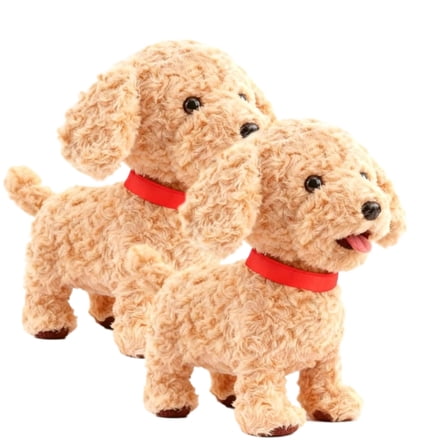 Dog Interactive Robot Pet with Remote Control Leash, Soft Plush Fur, Smart Touch Response, Realistic Barking and Licking Motions, Voice Mimic for Fun Play and Entertainment