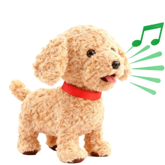 Dog Interactive Robot Pet with Remote Control Leash, Soft Plush Fur, Smart Touch Response, Realistic Barking and Licking Motions, Voice Mimic for Fun Play and Entertainment