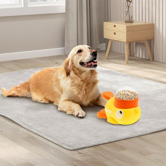 Dog Interactive Slow Feeder Washable Automatic Dog Feeder Toy Stable Duck Shape Puppy Food Toy with 3 Food Outlet Size for Pets Puppy