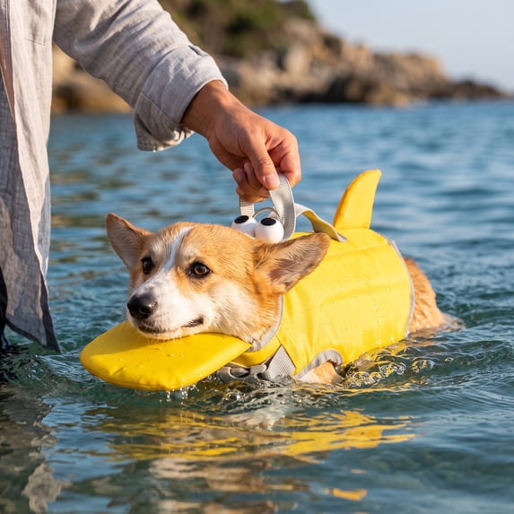 Dog Jacket High Buoyancy Dog Swim Vest with Chin Rest, Adjustable Dog Life Jacket for Swimming, Reflective Dog Vest with Rescue Handle, C
