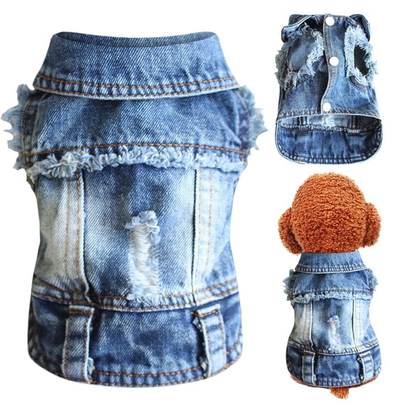 Dog Jean Jacket – Breathable Spring Fashion Vest for Small Dogs & Cats, Adjustable Cowboy-Style Clothing (Gift-Ready, Soft Cotton-Blend)