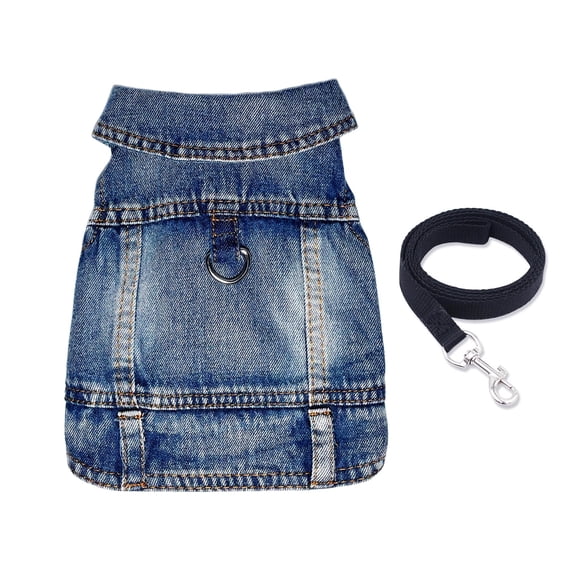 Dog Jean Jacket Pet Blue Denim Coat for Puppy Small Dogs Fashion Classic Overalls Girl Male Boy Cat Costumes Vintage Washed Vest Clothes Outfit Shirts