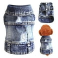 thumbnail image 1 of Dog Jean Jacket, Puppy Blue Denim Lapel Vest Coat , Girl Boy Dog T-Shirt Clothes, Cool and Funny Apparel Outfits, Machine Washable Dog Outfits for Small Medium Dogs Cats, 1 of 9