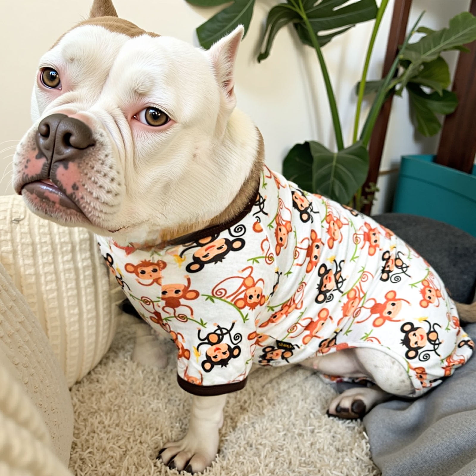 Dog Jumpsuit Cute Cartoon Animal Print Velvet Puppy Warm Clothes ...