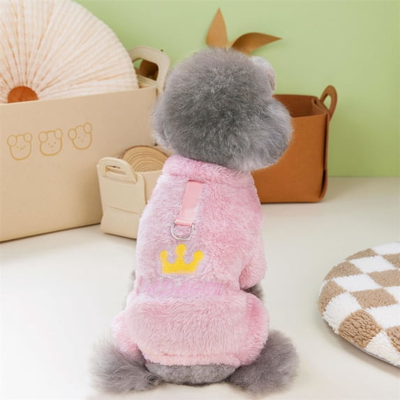 Dog Jumpsuit Puppy Clothes Rompers Pajamas Poodle Bichon Schnauzer Yorkshire Pomeranian Chihuahua Dog Clothing Harness Outfit (Pink,L)