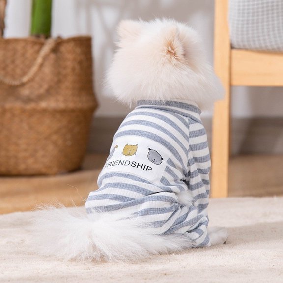 Dog Jumpsuit Spring Summer Thin Striped Pet Apparel Lightweight Comfortable Stylish For Small Medium Dogs Suitable For Daily Walks Home Use Training Outdoor Activities