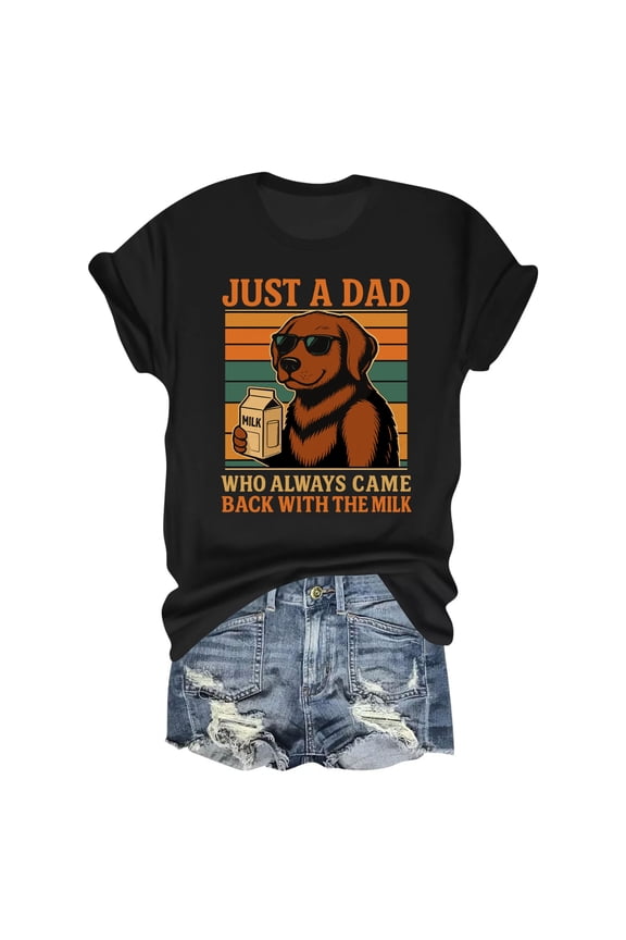 Dog Just A Dad Who Always Came Back With The Milk, Fathers Day Heavy Cotton T-Shirt