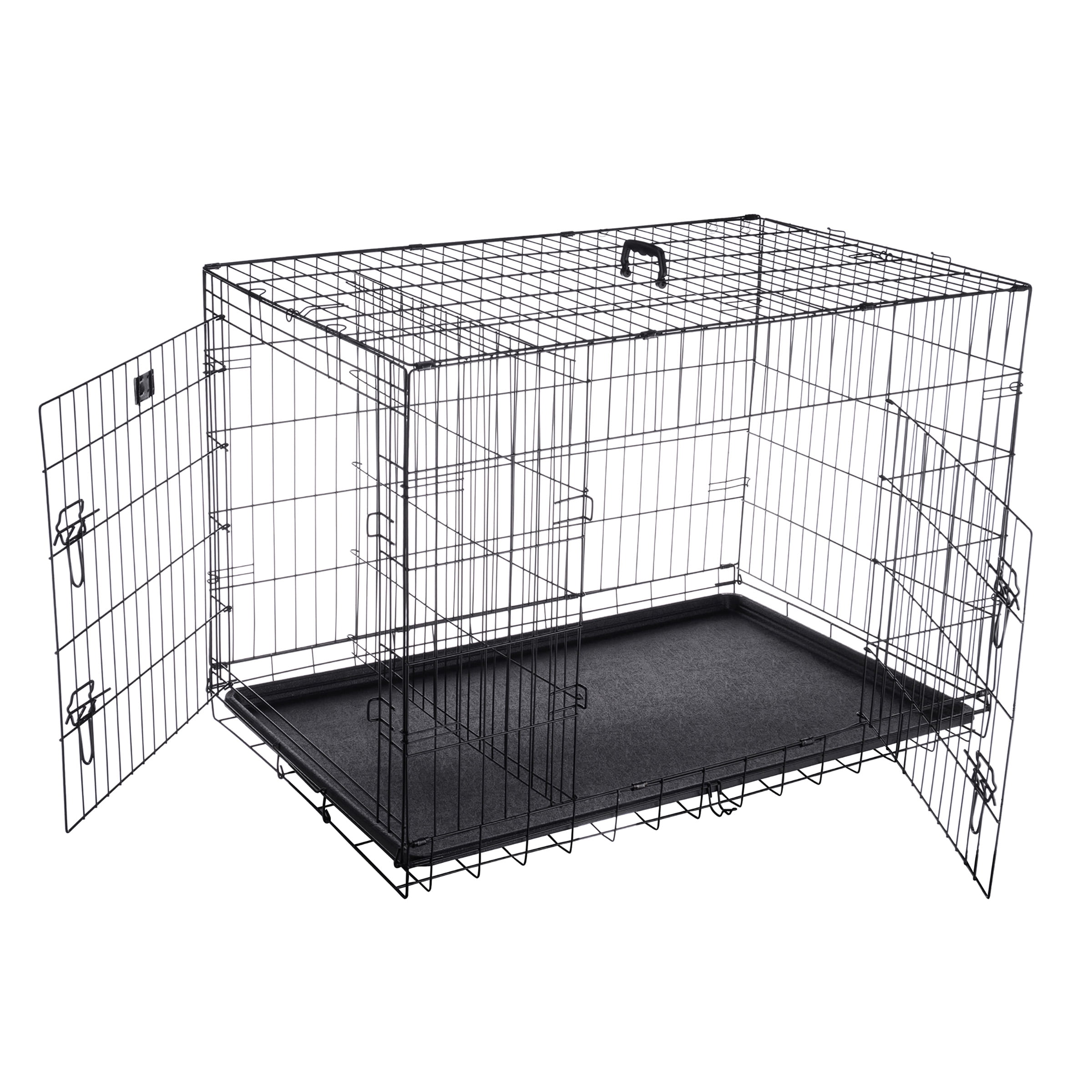 PETMAKER Collapsible 2-Door 42" Pet Kennel & Crate for Dogs with Divider Wall Panel