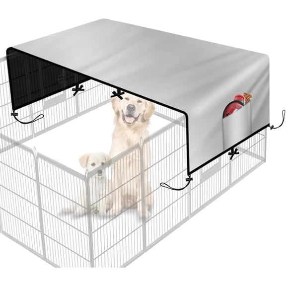 Dog Kennel Cover 210D Oxford Weatherproof Light Blocking Outdoor Canopy