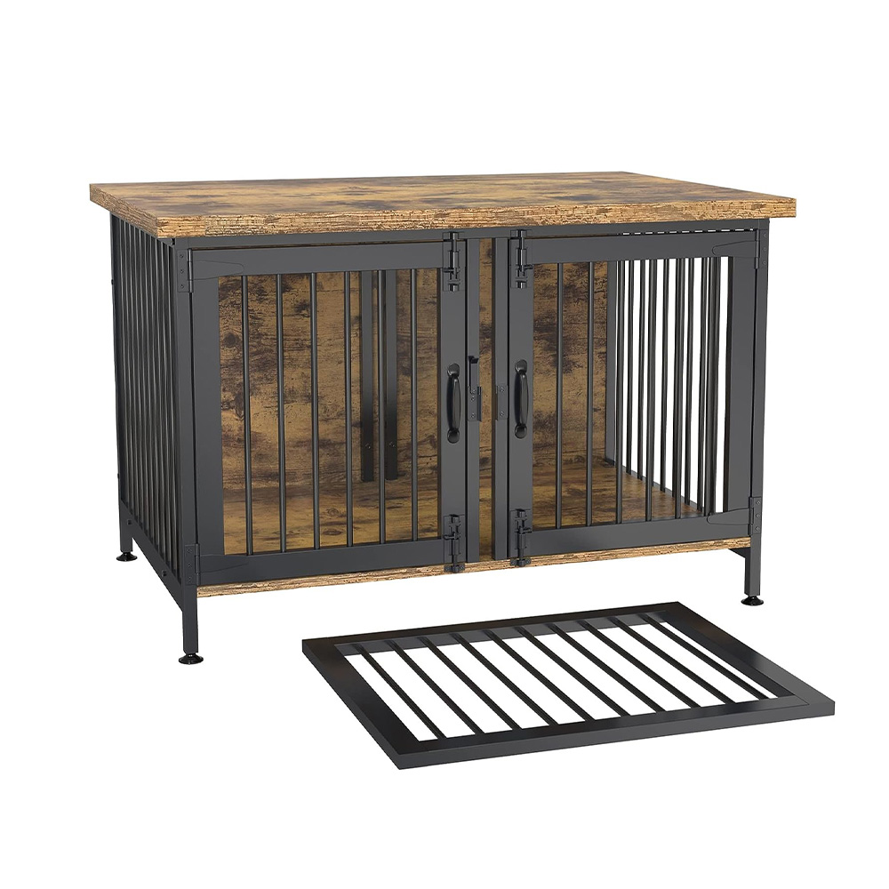 Dog Kennel, Decorative Pet Crate with Divider for 2 Small Dogs or 1 Dog