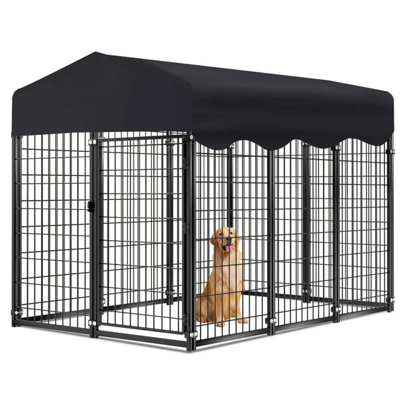 Dog Kennel Outdoor, Large Outdoor Dog Kennel with Cover Outdoor Pet Kennel with 6.2ft x 4.2ft x 4.5ft Dog Run for Outdoor