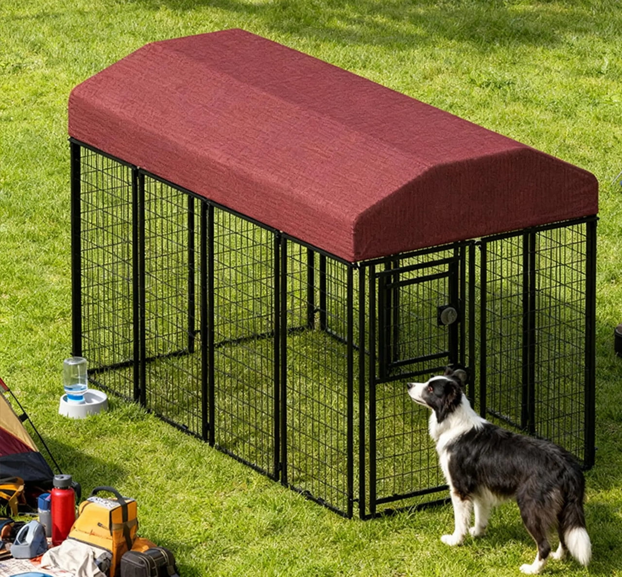 Dog Kennel Outdoor with Roof Cover for Large Dogs Heavy Duty Dog Fence Welded Wire Catio Retriever Dog Playpen