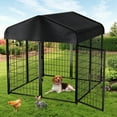 thumbnail image 1 of Dog Kennel, DOMIPET Large Dog Kennel for Outdoor, 4ft x 4.2ft x 4.5ft Heavy Duty Pet Crate with Oxford Cloth Roof, 1 of 8