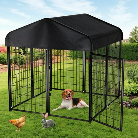Dog Kennel, DOMIPET Large Dog Kennel for Outdoor, 4ft x 4.2ft x 4.5ft Heavy Duty Pet Crate with Oxford Cloth Roof