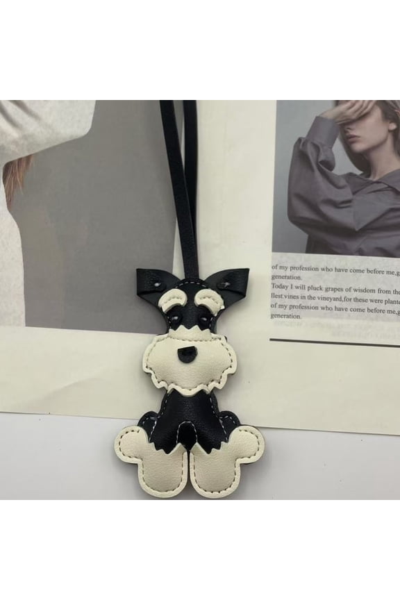 Dog Keychain Bag Charm, Faux Leather Puppy Pendant Accessory for Handbag, Backpack and Keys