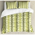 thumbnail image 1 of Dog King Size Duvet Cover Set, Vertical Pattern with Paw Design Foot Print Canine Symbol Walking, Decorative 3 Piece Bedding Set with 2 Pillow Shams, Yellow Green Pale Yellow Taupe, by Ambesonne, 1 of 3