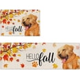 thumbnail image 1 of Dog Kitchen Rugs Set of 2 Anti Fatigue Mats for Kitchen Floor Cushioned Kitchen Rugs and Mats Non Slip Kitchen Runner Comfort Standing Mat, Autumn Thanksgiving Maple Leaf Animal Theme, 1 of 6