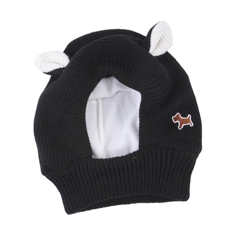 Dog Knit Hat Winter Pet Ear Muffs Multiple Functions Hand Knit Or Machine Knit Black