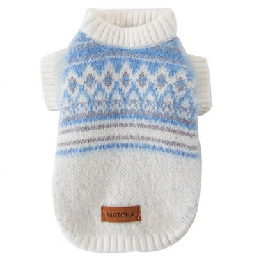 Dog Knitted Sweater Puppy Sweater Warm Soft Pet Holiday Clothes for Small Cats and Dogs,Blue L
