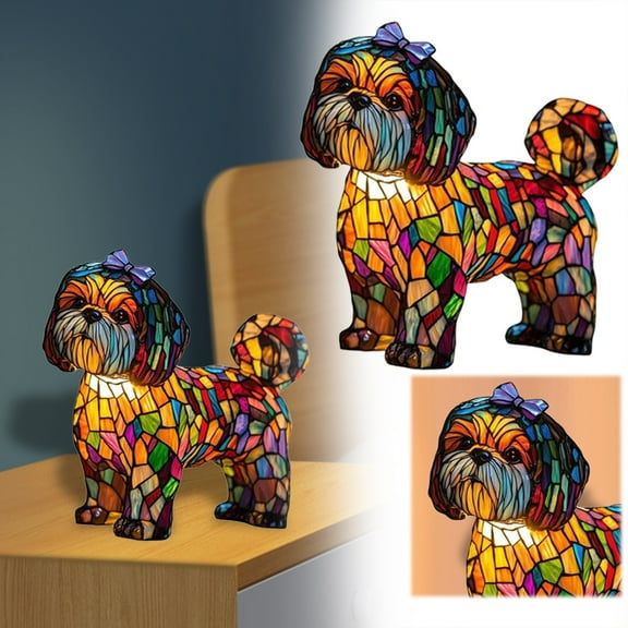 Dog LED Night Lamp Resin Cute Pet Themed Table Lamp with Warm Ambient Glow, Fun Gift for Dog Lovers, Creative Desk Décor, Soft LED Lighting for Bedroom or Office