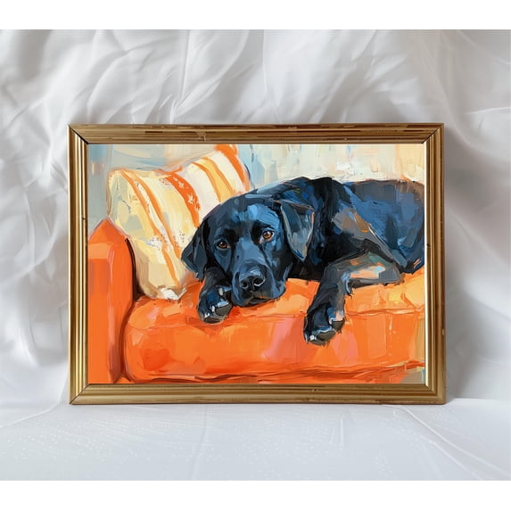 Dog Labrador On Sofa Impressionist Pet Portrait Poster , Poster Print ...