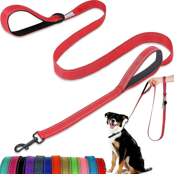Dog Lead - With Two Padded Handles, Two Dog Leads Modes,Double-Sided Reflective Nylon Dog Leash for Training&Walking Perfect for Medium &Large Dogs