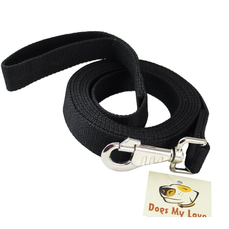 Dogs My Love Dog Leash 1 Wide Cotton Web 10 Feet Long for Training Swivel Locking Snap Pitt Bull Cane Corso