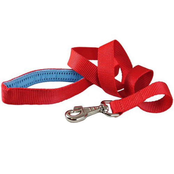 Dog Leash 1" Wide Nylon 4ft Length with Padded Handle Red Large