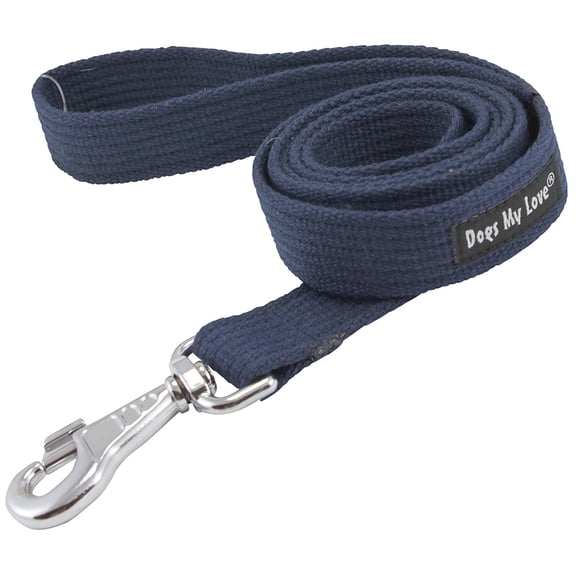 Dog Leash 4.5ft Long Organic Cotton Web for Training, Blue 4 Sizes (Xlarge: 1.2" Wide)