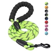 Dog Leash 4 FT with Comfortable Padded Handle, Highly Reflective Threads Leash for Medium Large Dogs, 1/2 inch Diameter,Green
