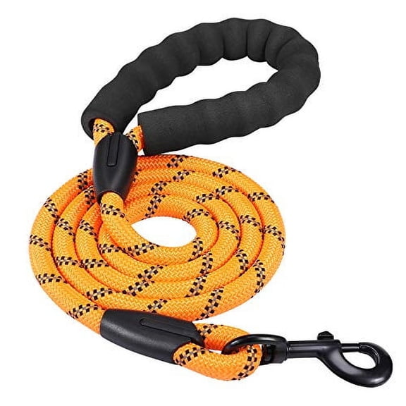 Dog Leash 4 FT with Comfortable Padded Handle, Highly Reflective Threads Leash for Medium Large Dogs, 1/2 inch Diameter,Orange